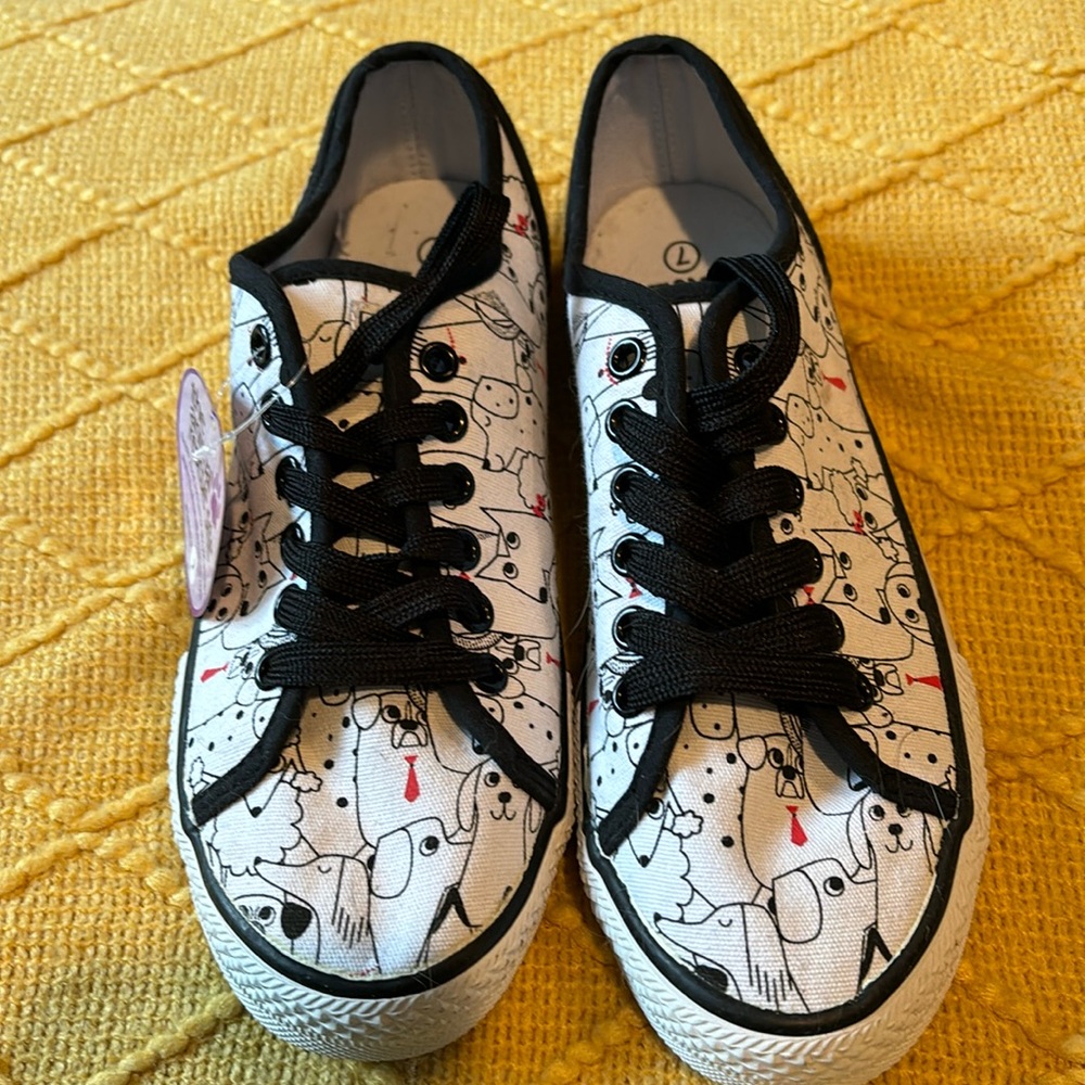 Dog and Cat Print Canvas Sneakers/NWT